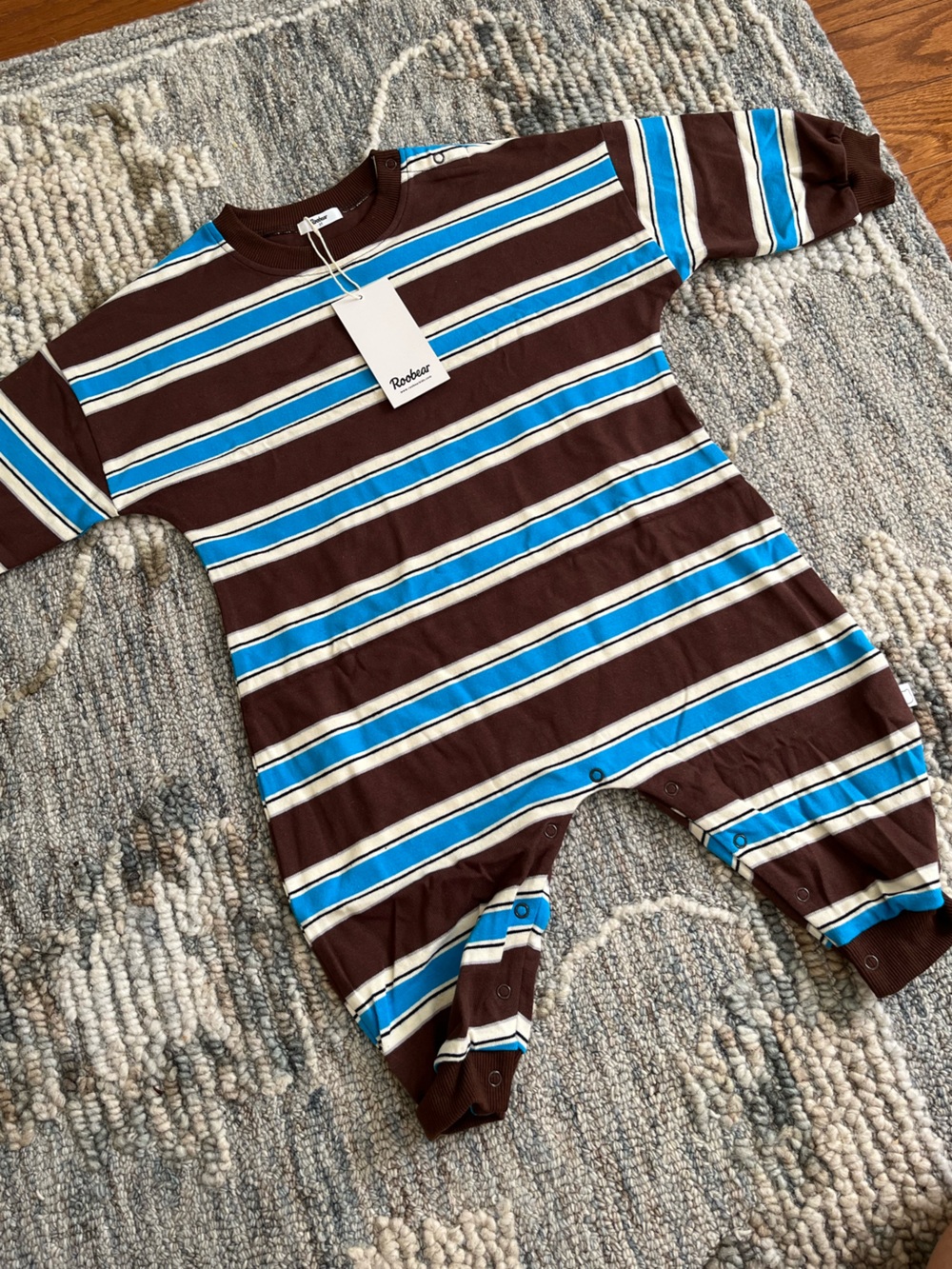 Unisex Brown & Blue Striped Sweatshirt Onesie